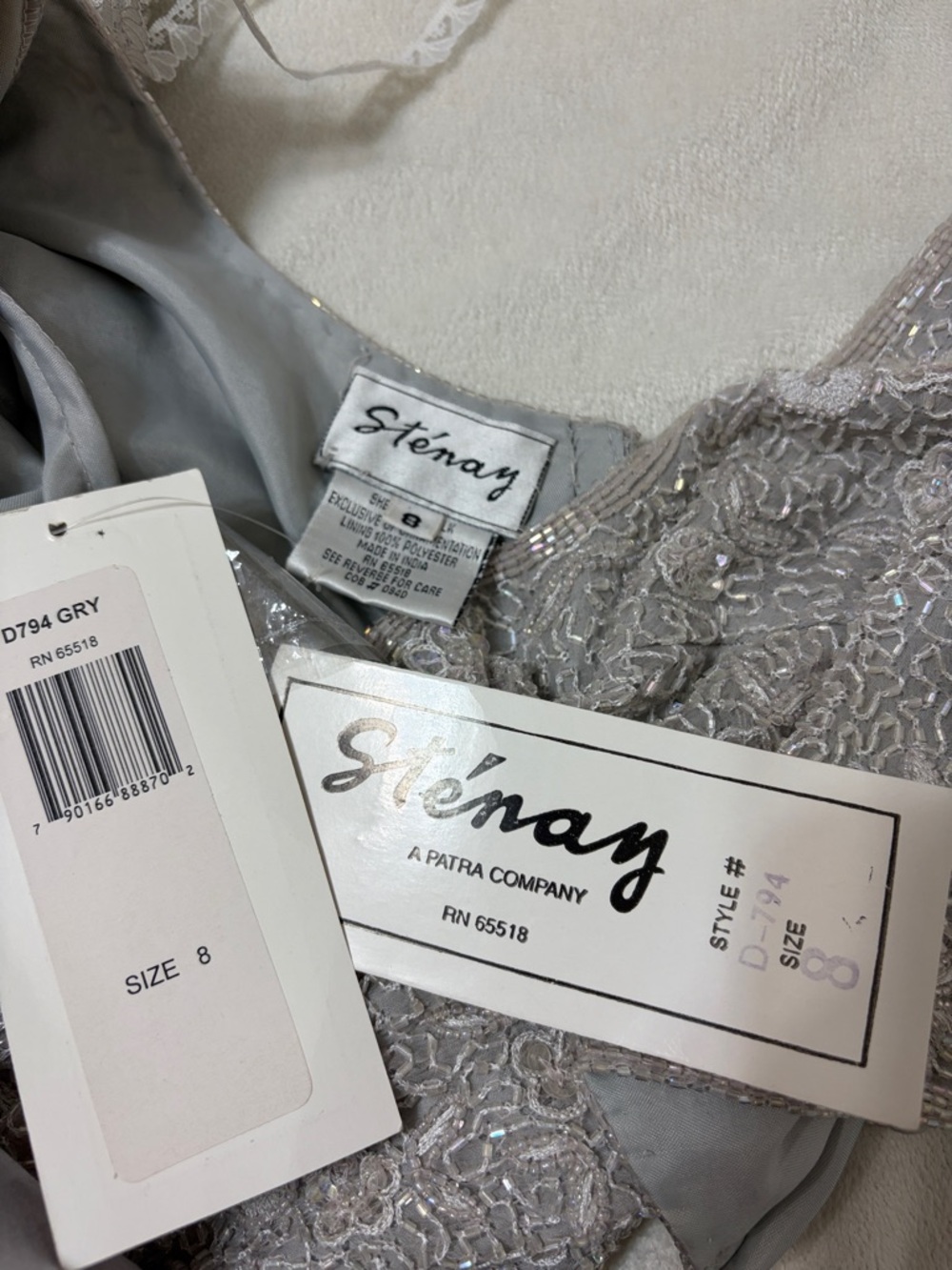 Stenay Silver Lavender Beaded Bodice Evening Gown size 8 - Picture 2 of 16